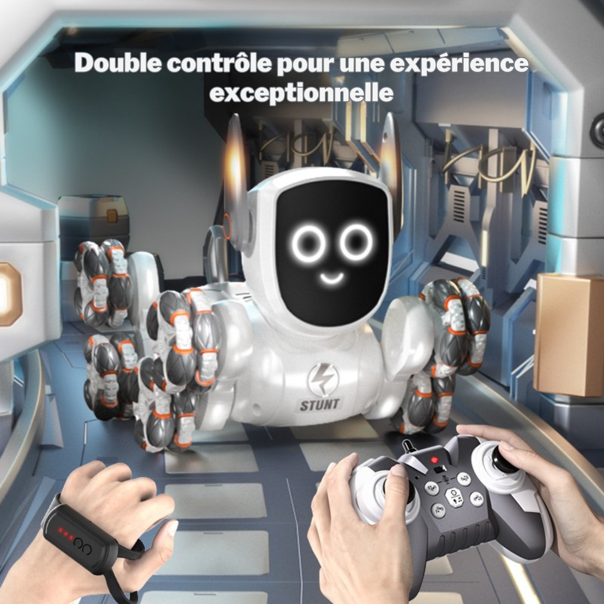 Robot Chien Q193 - 8 Roues Motrices & Commandes Gestuelles