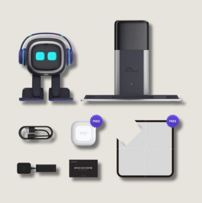 EMO Go Home – Robot IA autonome bleu (station incluse)