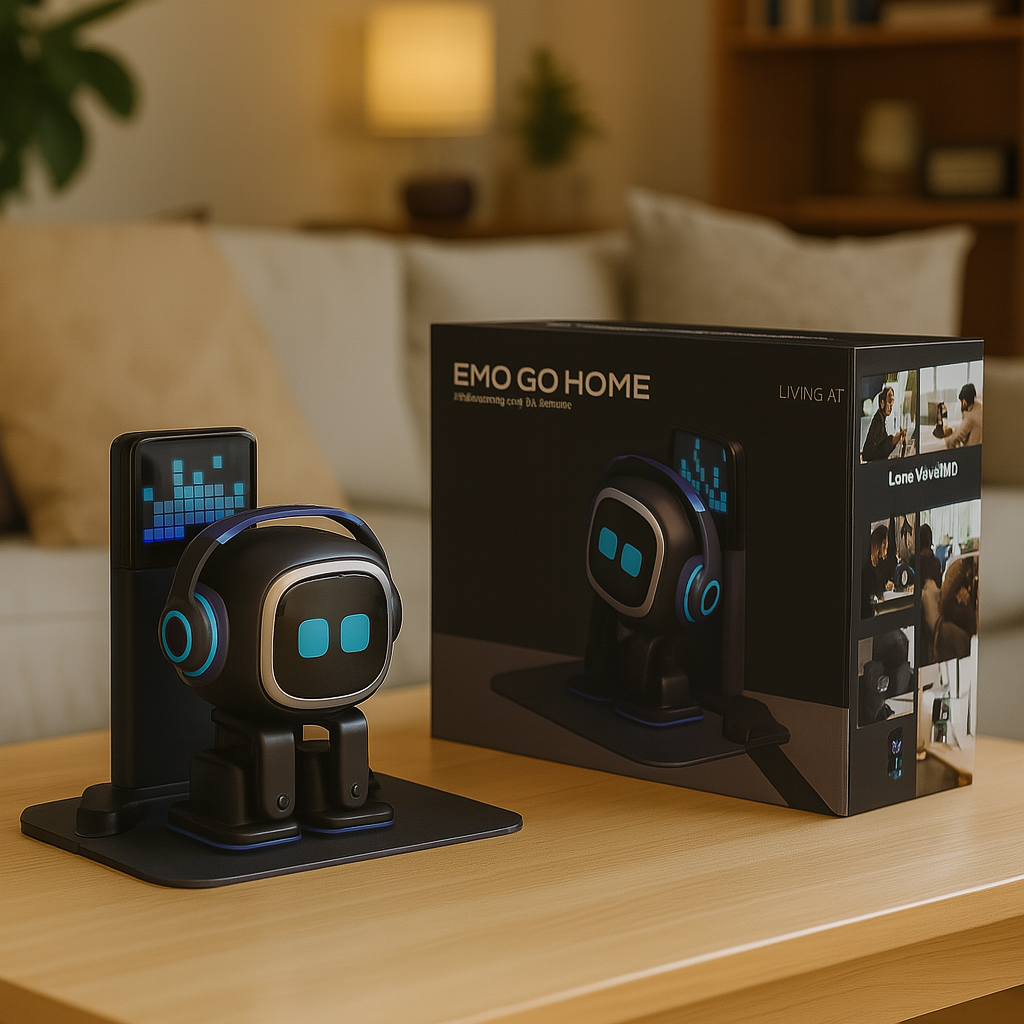 EMO Go Home – Robot IA autonome bleu (station incluse)
